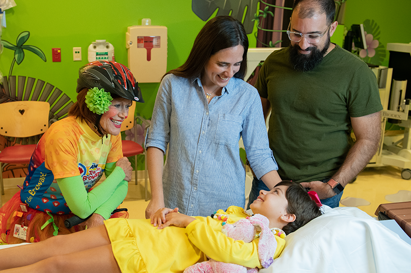 family with patient at imaging department